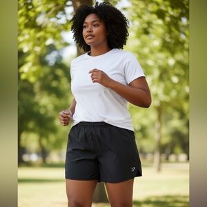 Gymshark Women’s Plus Fit Pintuck Shorts HT3 Black Size XXXL